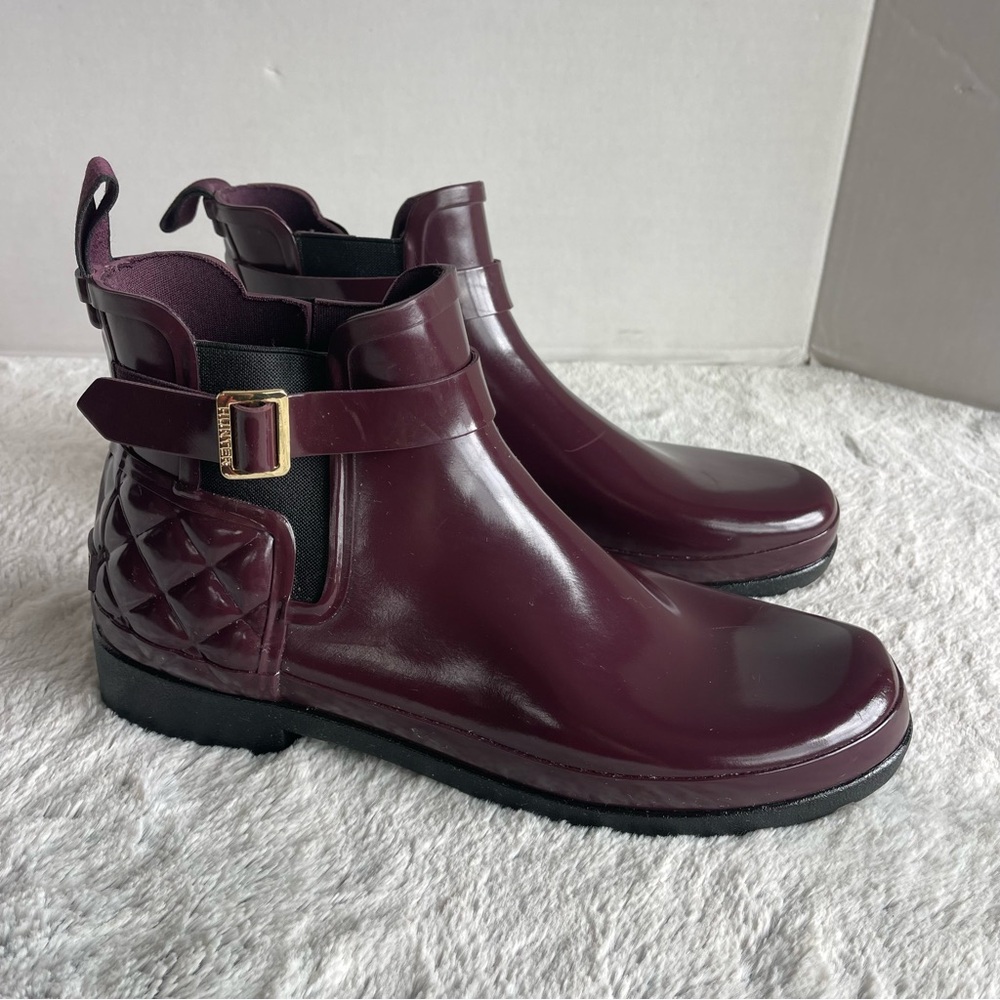 Hunter Refined Quilted Chelsea Gloss Boot Size 11 - Picture 2 of 10